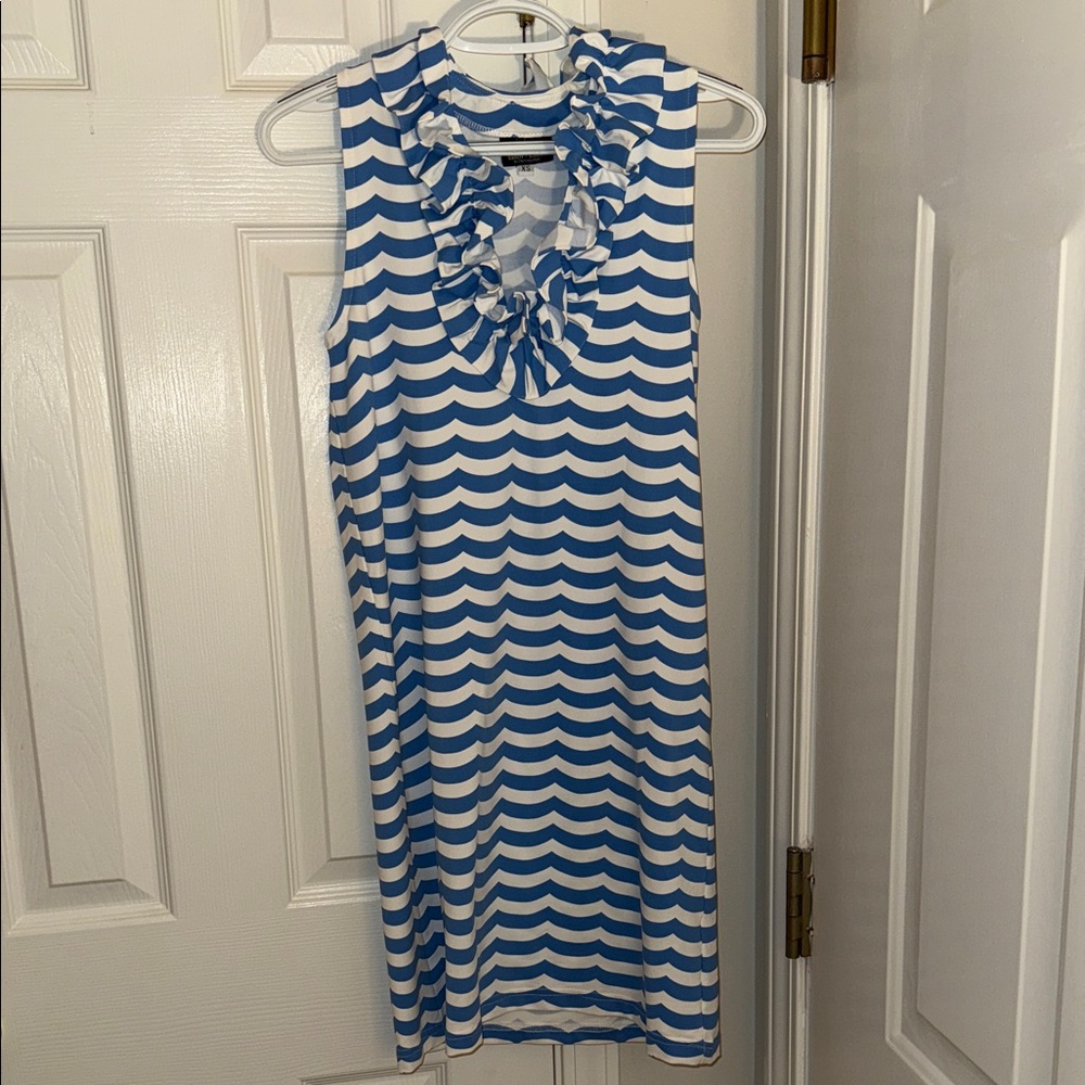 Sailor Sailor Blue and White Ruffle Neck Dress